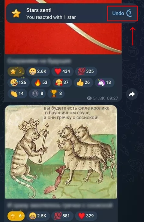 Функция отмены «звезды» в первые 5 секунд